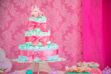 baby diaper cake close up shoe baby toddler small tea