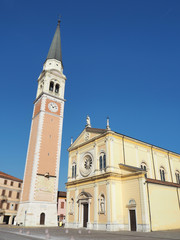 Fototapeta premium Breganze, Vicenza, Italy. The main church and the clock tower