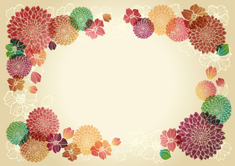 菊　和柄のフレーム　ゴールド