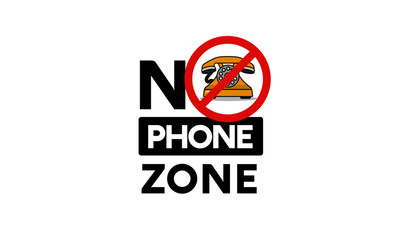 No Phone Allowed Sign with Retro Phone