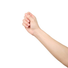 Hands holding something isolated with clipping path.