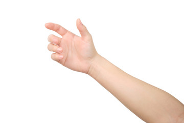 Hands holding something isolated with clipping path.