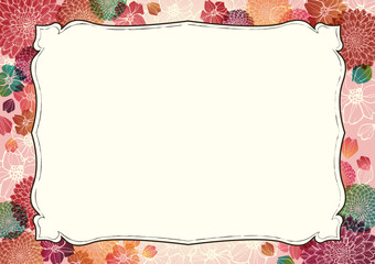 菊　和柄のフレーム　ピンク