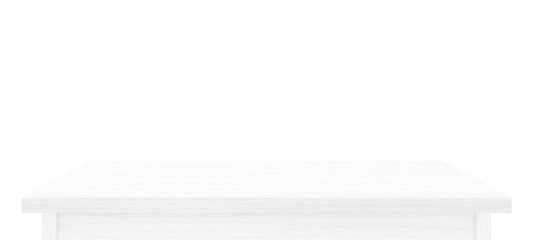 White wooden table top isolated on white background. Used for display or montage your products