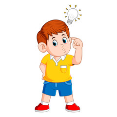 boy thinking and get bright idea 