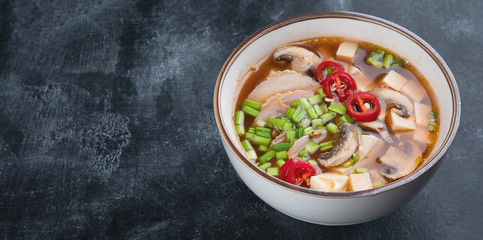 Asian spicy soup with tofu