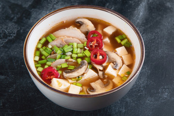 Asian spicy soup with tofu
