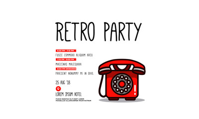  Retro Party Telephone Invitation Design with Where and When Details