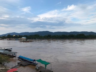 Fototapeta na wymiar Boat on Mekong River near Golden Triangle