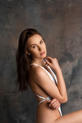 Fototapeta premium Portrait of beautiful sexy brunette model