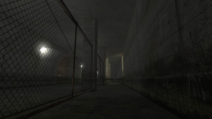 Virtual World - Empty Hallway - 3D Illustration