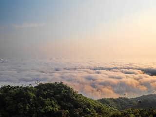 the view point to see sun rise with mist on Bana Hill Vietnam
