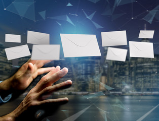 Envelope message displayed on a futuristic email interface - 3d rendering