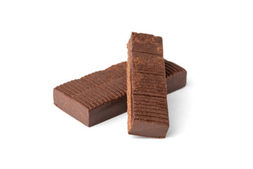 Chocolate toffees isolated on white background.