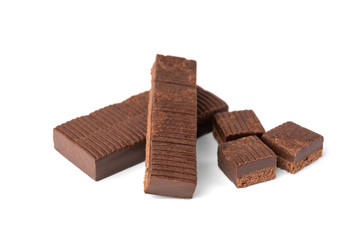 Chocolate toffees isolated on white background.