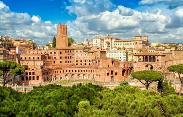 Fototapeta na wymiar Ruins of Trajan's Market (Mercati di Traiano) in Rome, Italy. Rome architecture and landmark.