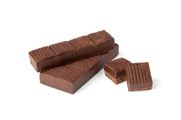 Chocolate toffees isolated on white background.