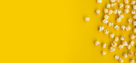 Pop corn on pastel color background.Food and snack concepts ideas.Minimal