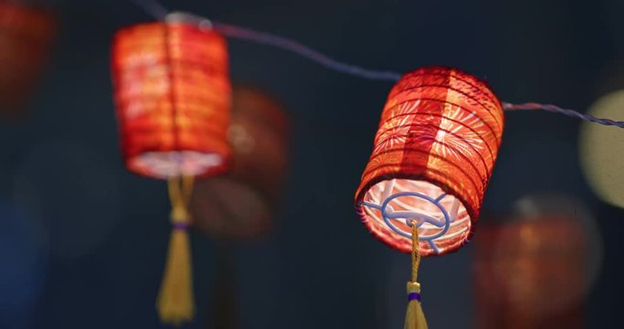 Red lantern hanging at home, decoration for lunar new year