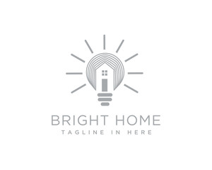 Line art smart home light bulb logo design inspiration