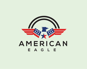 circle eagle with wings american flags logo design inspiration