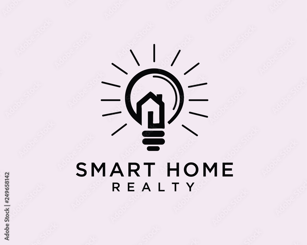 Wall mural smart bulb light home logo design inspiration