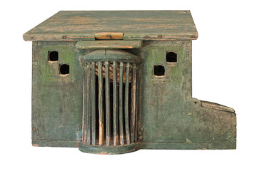 ancient bird cage wooden transport container