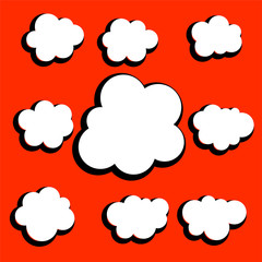 set of different comic clouds design
