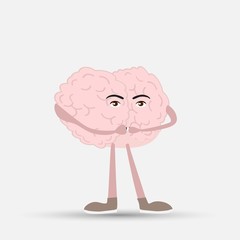 human brain closed his mouth, vector illustration