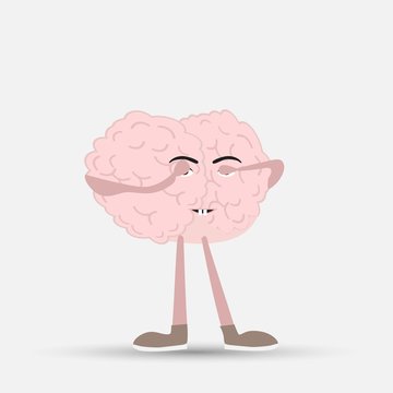 human brain closed his eyes, vector illustration
