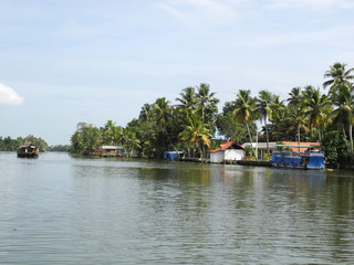 Houseboat on backwaters in Kerala Kochi