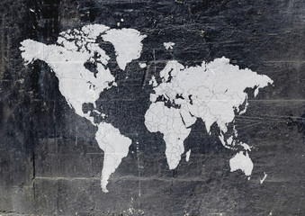 World map black dark grunge style