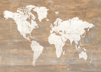 World map brown grunge style