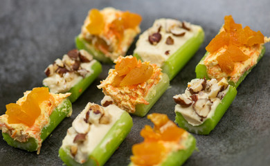 A healthy snack of celery sticks 