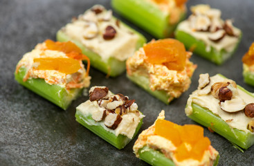 A healthy snack of celery sticks 