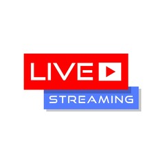 Live streaming icon - red and blue design element with play button