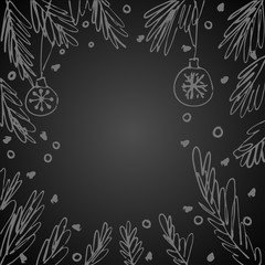 Illustration for winter holidays with blank speech bubble, fir tree branches