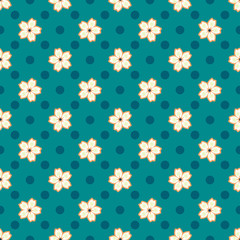 Simple pattern with small blooming cherry flowers