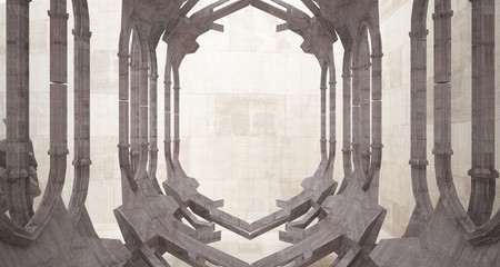 Abstract  concrete gothic interior. 3D illustration and rendering.