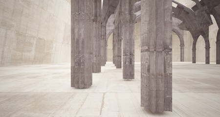 Abstract  concrete gothic interior. 3D illustration and rendering.