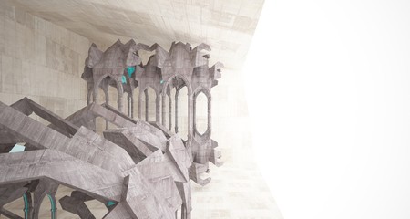 Abstract  concrete gothic interior. 3D illustration and rendering.