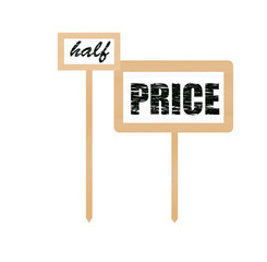 Half price notice. vector illustration