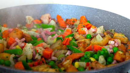 stir fried vegetables in the pan
