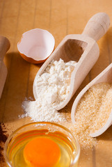 baking cake ingredients arrangement