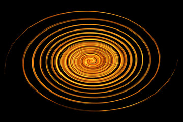 Circle of fire flame on black background.