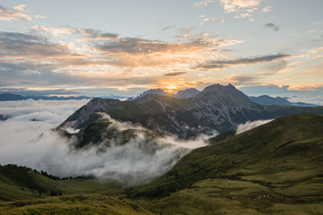 Sunrise in the mountains of the Carnic Alps