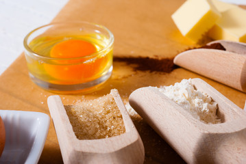 baking cake ingredients arrangement