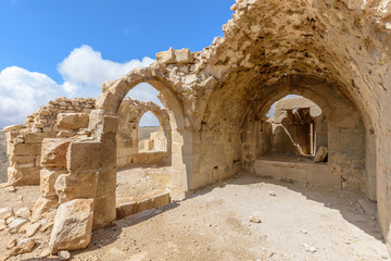 Ruins of crusaders castle Montreal (Shoubak or Shobak or Shawbak). Interior