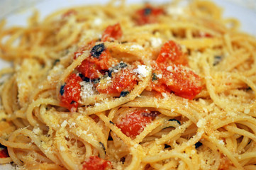 tasty delicious italian pasta spaghetti with tomato sauce