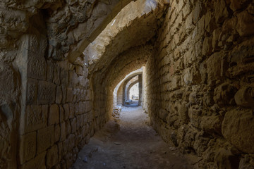 Ruins of crusaders castle Montreal (Shoubak or Shobak or Shawbak). Interior